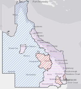 ACDC chemical licence hazard zone map on Queensland